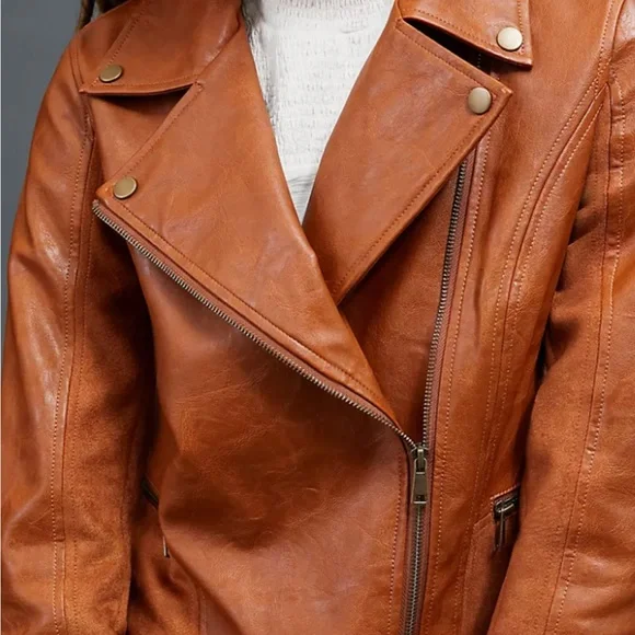 Anthropologie Robyn faux leather moto jacket size L